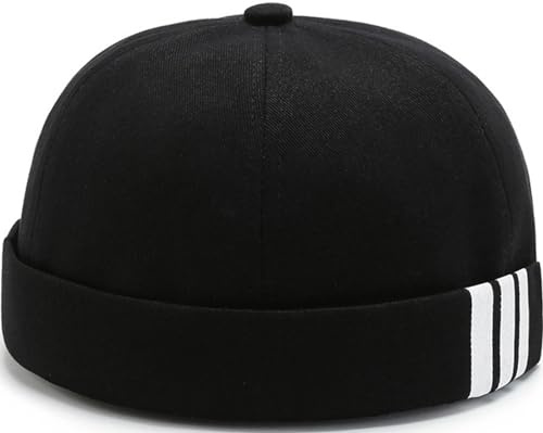 YeeHeen Dome - Gorros sin ala para mujeres y hombres, gorro Docker Cap Sailor Skull, Negro, talla �nica