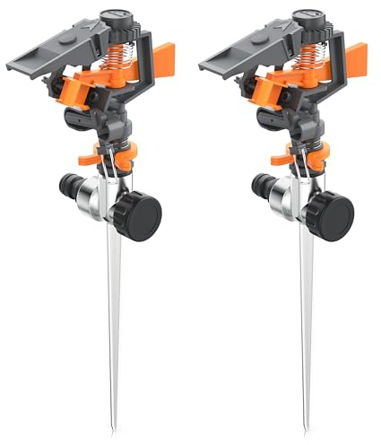 Brandson - 2 x Impulsregner - Kreis- und Sektorenregner - 3/4 Zoll - Rasensprenger mit Pulsation – rotierend – mit Adapter Schnellkupplung – große Flächen bis 200 m2 – Garten Rasensprinkler - bis 16m