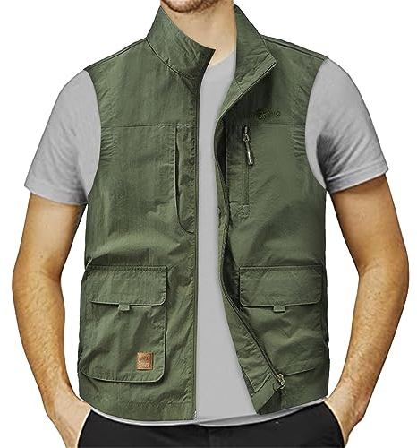 KBOPLEMQ Herren Outdoor Multifunktionsweste Sommer Anglerweste Anglerweste Leichte Softshell Weste Atmungsaktiv Ärmellos Jacke Arbeit Reise Ärmellos Jacke Weste Herren Sommer Anglerweste