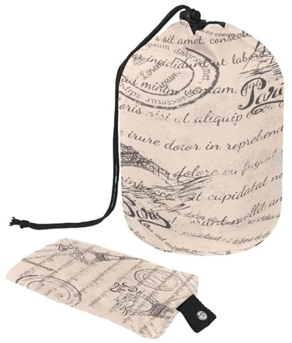 Beauty case con coulisse, Torre Eiffel, lettera Parigi, timbro a forma di barile, borsa per cosmetici, organizer da viaggio per trucchi + piccola borsa, Multi,