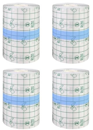 Benda Trasparente Impermeabile Antiallergica, Cerotti Elastici di Fissaggio, Pellicola Protettiva per Tatuaggi, Nastro Medico Adesivo per Sport e Doccia (15cm*1m /4pcs)