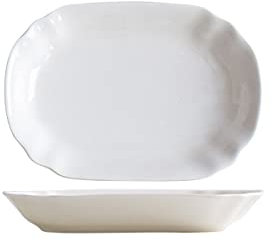 MELY Platos ovalados, fuentes y bandejas de porcelana for servir, platos rectangulares estriados for servir for fiestas, bodas, pescado, postre, fruta