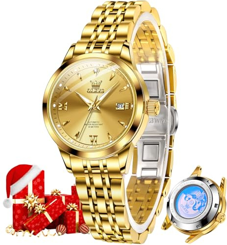 OLEVS Womens Automatic Watch Gold Diamond Luxury
