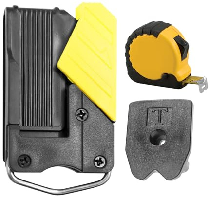 Maodom Clip per metro a nastro per cintura, supporto per attrezzi da cintura, organizer per attrezzi, gancio di bloccaggio, fondina per falegnameria, lavori all'aperto, costruzione, casa, attività di