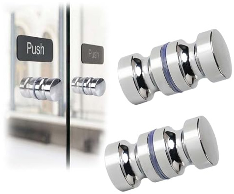 2 pièces Poignée de paroi de douche,simple face 30 mm, Poignées de porte pour portes de douche, Bouton de porte de douche, Boutons de porte de douche ronds,convient pour porte vitrée de salle de bain