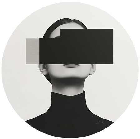 DEQORI Carta da parati rotonda autoadesiva Ø 80 cm | motivo maschera silenziosa | tela tessile – staccabile, decorativa e indeformabile – per soggiorno, ufficio, corridoio o cameretta dei bambini