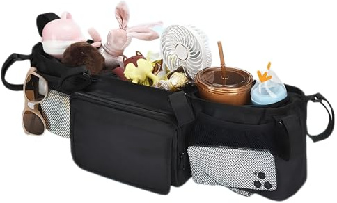 Organisateur De Poussette Double Organisation Imperméable Et Pliable | Organisateur De Poussette Compact Pour Bébé Maison Extérieur Camping Marche Maison