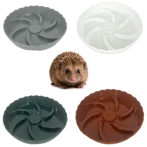 Pack of 4 Fooding and Watering Bowls for Hedgehog，Hedgehog Feeding Station Durable Plastic Dishes for Outdoor Wildlife Garden，Slow Feeder Design