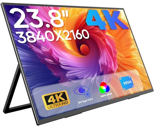 MAGICRAVEN 23,8 tum 4K Portable Monitor, 3840x2160 UHD Bärbar Skärm, 100% sRGB IPS portabel bildskärm med högtalare, laptop screen extender för bärbar dator/PC/Mac/telefoner/PS5/4/Switch/X-Bo