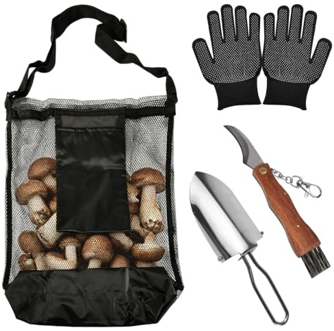 Begonia Ensemble de collecteur de champignons, couteau à champignons avec brosse et règle, sac de collecte de champignons, sac à dos pliable, couteau éponge pour collectionneur de champignons