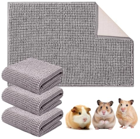 3 stycken marsvinsunderlägg 60 x 40 cm, absorberande och luktfri | Marsvin tvättbar burmatta, mjuk och halkfri, för kanin, hamstrar och små djur (grå)