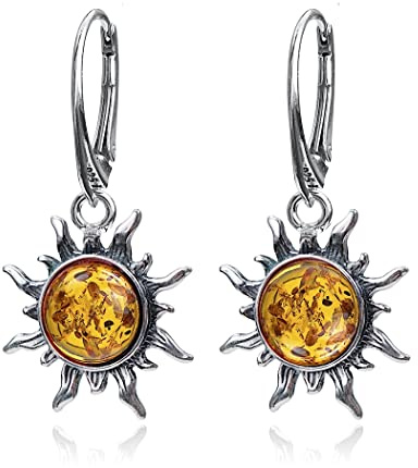 Ian and Valeri Co. Amber Sterling Silver Sun Earrings