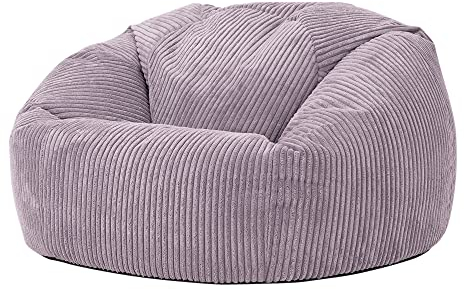 Icon Kingston Sitzsack Cord, Lila, Sitzsack Erwachsene mit Füllung, Bean Bag, Cord Sessel, Lounge Sessel, Lounge Stuhl, Schlafzimmer, Wohnzimmer, Wohnzimmer Möbel