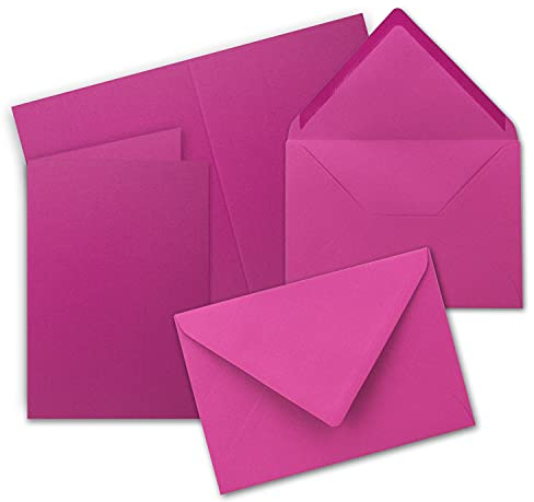 20x Faltkarten Set mit Briefumschlägen DIN A6 / C6 - Amarena (Pink) - 14,8 x 10,5 cm (105 x 148) - Doppelkarten Set - Serie FarbenFroh