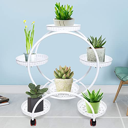 KinHall Support pour plantes en métal pour 6 pots de fleurs, escalier de fleurs, étagère à plantes, étagère en métal pour terrasse, jardin, salon, balcon d'angle et chambre à coucher