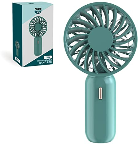 CUQOO Mini ventilateur portable personnel avec batterie rechargeable, mini ventilateur portable avec chargement USB, 3 vitesses réglables, super mini taille, parfait pour les voyages (vert)