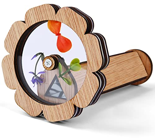AUAUY Kaléidoscope à faire soi-même, en bois, remplissable, artisanal, éducatif, pour enfants et adultes, cadeau de Noël ou anniversaire, forme de fleur