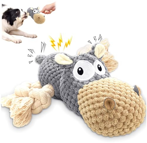 AEITPET Hundespielzeug, Langlebiges Plüschhundespielzeug mit Quietscher und Knisterpapier, Tauziehen Hunde Kuscheltier, Gefüllte Hundekauspielzeug für Welpen, Kleine, Mittlere und Große Hunde