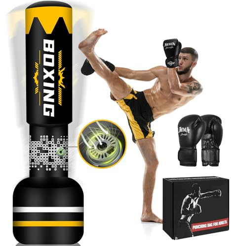 NZQXJXZ Boxsack Erwachsene 180cm-Upgraded selbst aufblasen schweren Boxsack mit Boxhandschuhen und Built-in Luftpumpe für die Ausbildung MMA Muay Thai Fitness Anfänger
