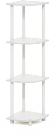 Furinno Turn-N-Tube 4-stufiges Eckregal-Mehrzweckregal, Weiß/Weiß