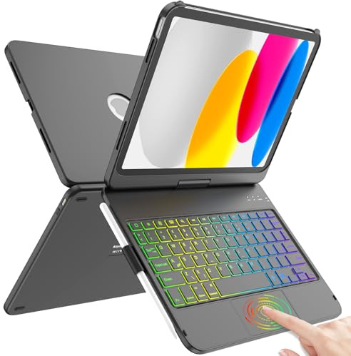 TQQ Cover iPad 10 Generazione con Tastiera/(A16) 11 Generation (11/10.9 pollici, 2025/2022) con Ampio Trackpad Di Precisione, Tastiera tipo laptop Retroilluminata a 10 Colori, Italiano Qwerty