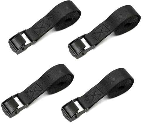 SHUBEIEUMI Tie Down Straps, 4 Pack Straps with Buckles, 2cm x 50cm Adjustable Cargo Straps, Ratchet Straps for Motorcycle, Cargo, Trucks, Trailer, Luggage - Quick Release (Black)