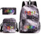 Sprunki - Mochila infantil de 3 piezas, mochila escolar de 17 pulgadas + bolsa cruzada + estuche para lápices, ligera y duradera para la escuela, viajes, A6., L