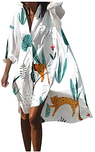 Vestido manga larga bikini faldas playa blusa playa vestido largo 52, verde, XXL