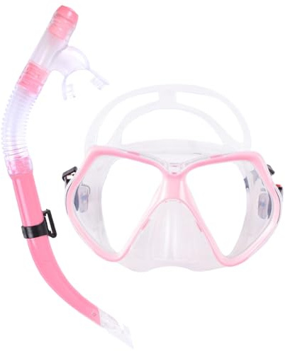 Dykglasögon med snorkling, snorkelset vuxna, 17 x 9 cm dykmask vuxen avce 40 cm tuba, snorkel med mask för snorkling och dykning, anti-läckage och anti-dimma