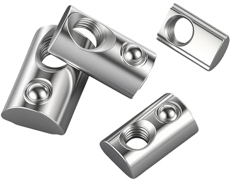 QANCEN 40 piezas Tuercas en T con Resorte M8, Tuercas Deslizantes con Bola de Centrado, Compatibles con la Serie 40, Ranura 8 T para Perfiles de Aluminio
