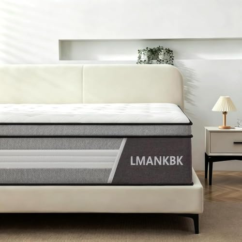 LMANKBK Double Mattress 4FT6 Hybrid 135x190x25cm,Height 25CM Memory Foam & Pocket Springs, 7 Zone Orthopedic, Medium Firm, Motion Isolation, Edge Support,Mattress in a Box(135 * 190CM)
