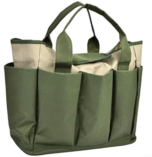 Borsa portaoggetti per attrezzi da giardino, con 8 scomparti esterni e comode maniglie per una comoda portabilità e una conservazione organizzata