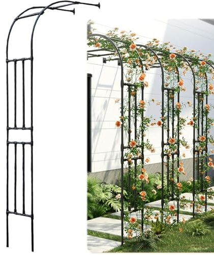 Traliccio in metallo zincato, semicircolare, per rose, per esterni, matrimonio, arrampicata, aiuola, decorazione da giardino, perfetta per cortile e patio (90 x 240 x 40 cm)