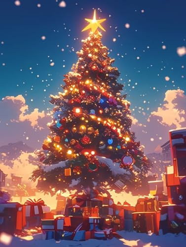 Decoration Noel Diamond Painting neige Kits, DIY Diamond Painting Adulte Enfant sapin de noel Set, Diamant Loisirs CréAtifs Adultes, Peinture Diamant Cristal Art, IdéAl Hiver Cadeau Noel 30x40cm u-413