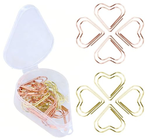 20pcs Clip de Papel, Clips de Metal Forma de Gota de Corazón, Pequeña Clips de Carpeta, Caja Clips, Marcado de Documentos, Organizador de Clips para Oficina Escuela Hogar-25 * 13mm- Oro