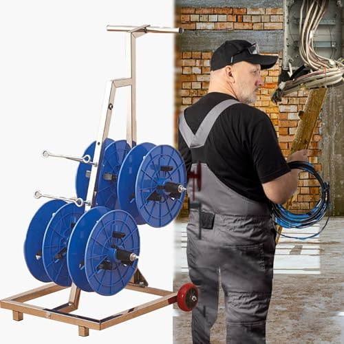 Bandeja portacables de pie: Altura de la Bobina Ajustable, Adecuada para una gestión eficiente del cableado en Lugares de Trabajo, hogares y Otros entornos.