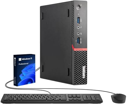 Lenovo ThinkCentre M900 Mini PC Tiny Computer, Intel Core i7-6700, 8 GB DDR4 RAM, 256 GB SSD, WiFi, Bluetooth, tastiera US QWERTY Windows, 11 Pro (ricondizionato)