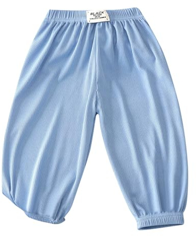 Mjjsk Flickor pojkar haremsbyxor ledig elastisk midja joggingbyxor barn komfort skola jog byxor barn lätt andningsbar mjuk byxa, BLÅ, 5-6 År