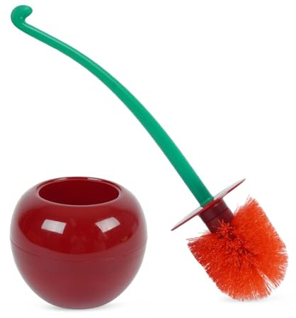 Dora Bridal Toilet Brush and Holder Set, Cherry Toilet Brush Set, Cute Toilet Bow Brush with Long Handle, Bathroom Tool Cleaner Accessories for Cherry Bathroom Decor(1 Brush, 1 Holder)