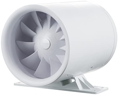 Allcata/QuietLine-k/Rohreinbau Beluftung Ventilator inkl Montagewinkel/Entlüftung/Axiale Rohrventilator/Zwischenlüfter/Kanalventilator Lüfter/geräuscharm und stark/Zuluft/Abluft (Ø150)