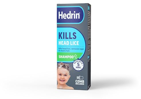 Hedrin Head Lice Shampoo and Comb Kit, Kills Head Lice and Eggs in 5 Minutes, 8 Treatments, Clinically Tested, Suitable for Adults and Children, 200ml, (Formerly All-in-One - Packaging May Vary)