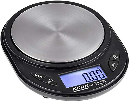 KERN Taschenwaage TGC 500-1S05 (Wägebereich max. 500 g, Wägeplatte Edelstahl, Ablesbarkeit 0,1 g, flache Bauweise, Abdeckung aus Kunststoff)