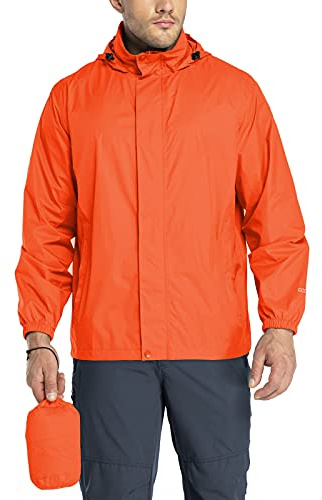 33,000ft Packable Rain Jacket Men's Lightweight Waterproof Rain Shell Jacket Raincoat with Hood for Golf Cycling Windbreaker