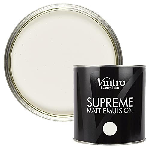 Vintro Paint | Luxury Matt Emulsion | White hint of Grey | Smooth Chalky Finish | Multi Surface Paint | for Walls, Ceilings, Wood and Metal 2.5L (Pearl)
