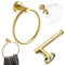 QISF Towel Ring and Toilet Roll Holder Bathroom Accessories Set, Stainless Steel Brushed Finish Wall Mounted, Towel Rail Towel Holder Hook Toilet Paper Holder ((Golden)