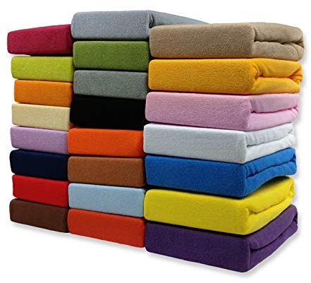 SPANNBETTLAKEN Frotte Spannbetttuch Bettlaken mit Gummizug in vielen Größen und Farben (Dunkelgrün, 180 x 200 cm)