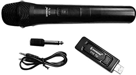 Micrófono Inalámbrico, Sistema de Micrófono de Mano Inalámbrico VHF con Receptor, de 260 Pies, Enchufe de 3,5 Mm / 6,35 Mm, para Karaoke, Ampl