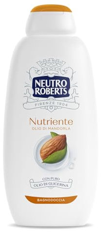 Neutro Roberts Bagnoschiuma Corpo Nutriente con Olio di Mandorla, Per una Pelle Profumata e Nutrita, Ingredienti di Origine Naturale, Senza Sapone, Dermatologicamente Testato, Flacone da 600 ml