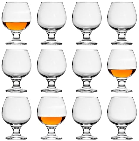 LAV 12x Clear 390ml Misket Brandy Glasses - Cognac Port Wine Whisky Gin Balloon Drinking Snifter Tumbler Set