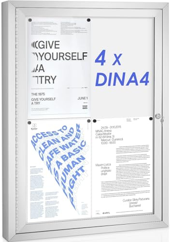 SWANCROWN Panneau affichage exterieur 4 x a4 Vitrine affichage fermé Tableau magnetique, pour Entreprise, Magasin, Bureau, Hall 71 x 51 cm, blanc